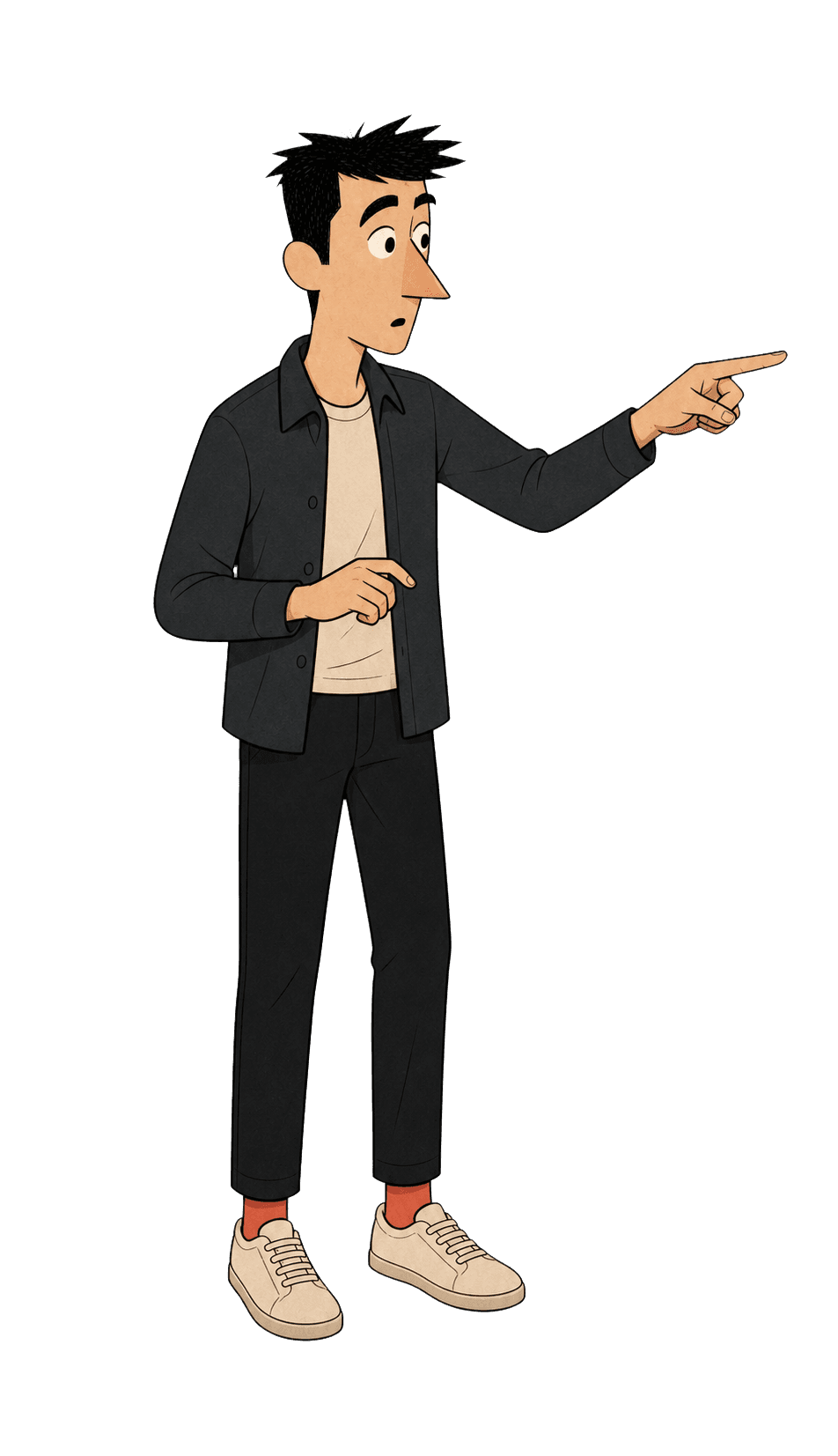 Steve pointing toward a simple mechanism